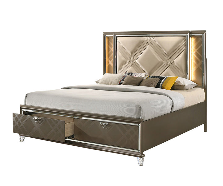 Skylar Eastern King Bed W/Led & Storage