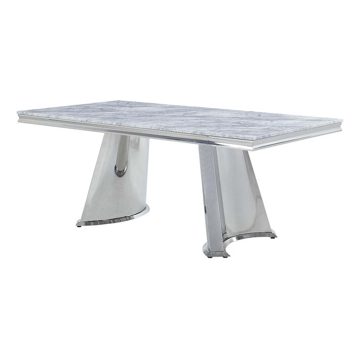 Destry Dining Table W/Engineering Stone Top & Pedestal Base