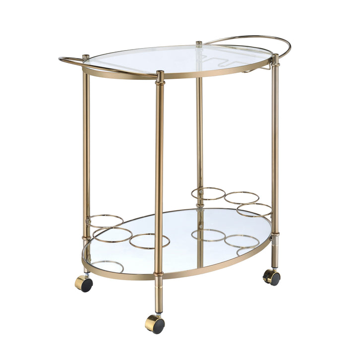 ACME Zadok Serving Cart, Champagne & Mirrored