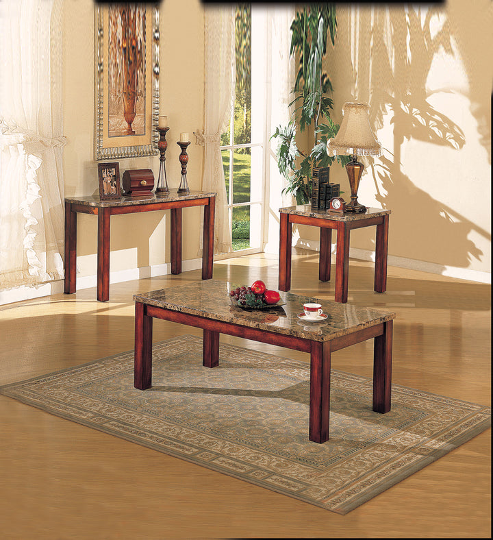 ACME Bologna Coffee Table, Brown Marble & Brown Cherry