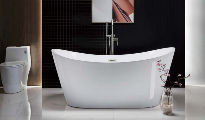 Woodbridge" Acrylic Freestanding Bathtub Contemporary Soaking Tub, BTA1506-C