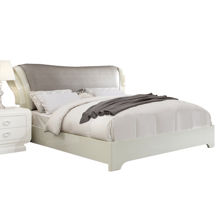 ACME Bellagio Bed, PU & Ivory High Gloss (1Set/2Ctn)