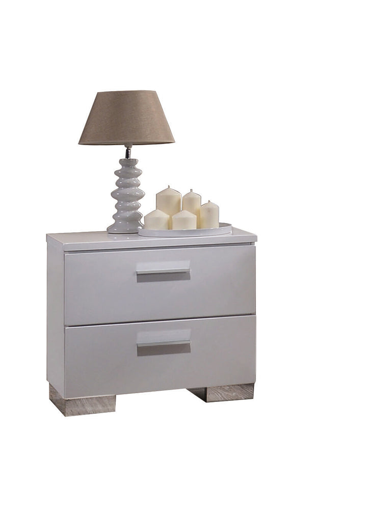 ACME Lorimar Nightstand, White & Chrome Leg