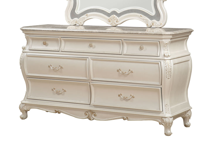 ACME Chantelle Dresser w/Granite Top, Pearl White