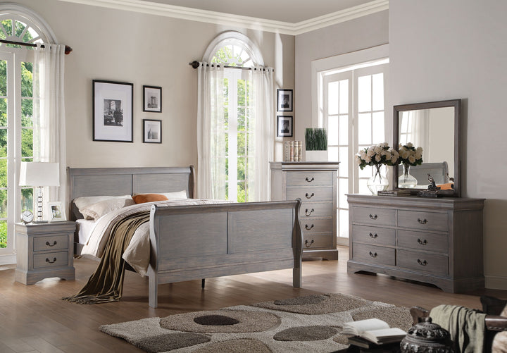 ACME Louis Philippe III  Bed, Antique Gray (1Set/2Ctn)