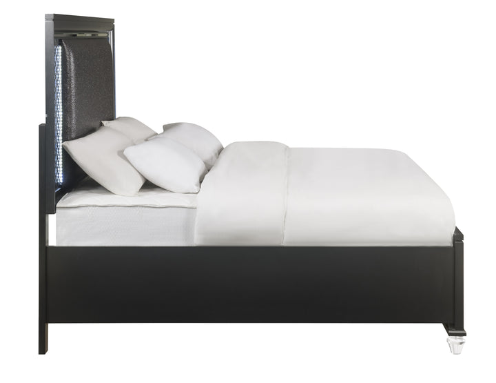 ACME Sawyer  Bed w/Storage (LED), PU & Metallic Gray