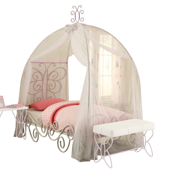 ACME Priya II Twin Bed w/Canopy, White & Light Purple