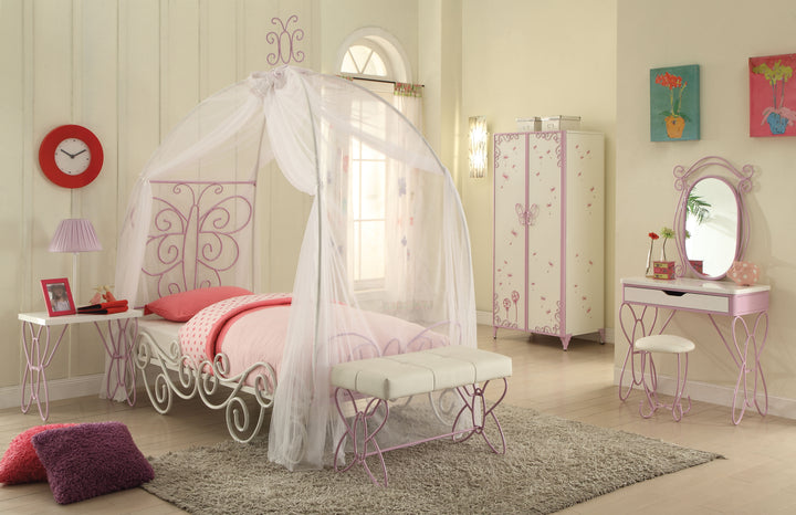 ACME Priya II Full Bed w/Canopy, White & Light Purple