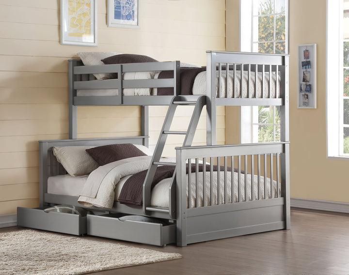 ACME Haley II Twin/Full Bunk Bed w/2 Drawers, Gray (1Set/2Ctn)