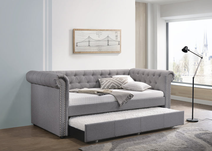 ACME Justice Daybed & Trundle (Twin Size), Smoke Gray Fabric