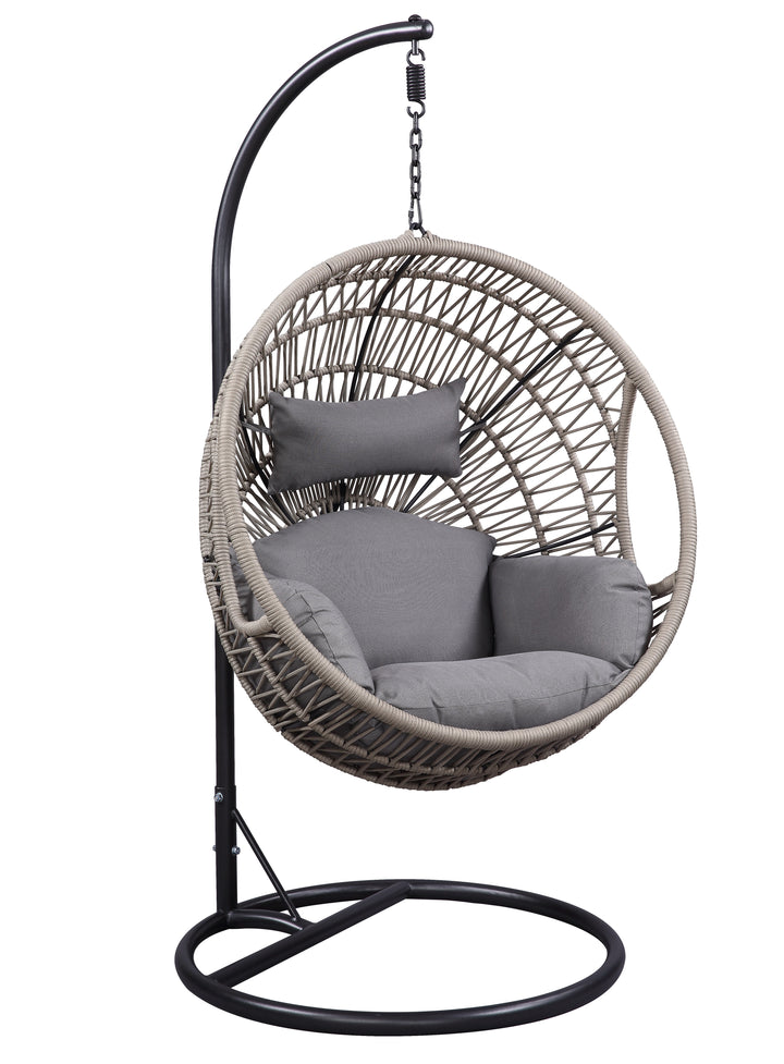 ACME Vasant Patio Swing Chair with Stand, Fabric & Rope