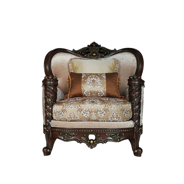 ACME Devayne Chair w/2 Pillows, Fabric & Dark Walnut