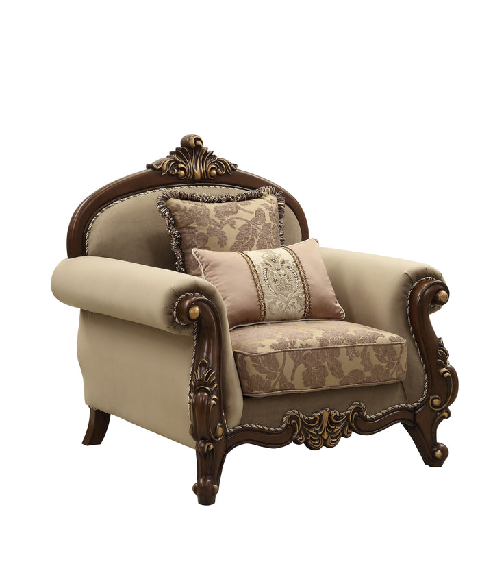 ACME Mehadi Chair w/2 Pillows, Fabric & Walnut