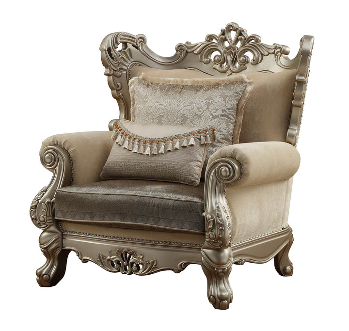 ACME Ranita Chair w/2 Pillows, Fabric & Champagne (1Set/2Ctn)
