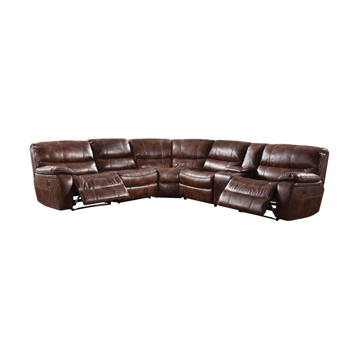 ACME Brax Sectional Sofa (Power Motion), 2-Tone Brown Leather Gel (1Set/6Ctn)