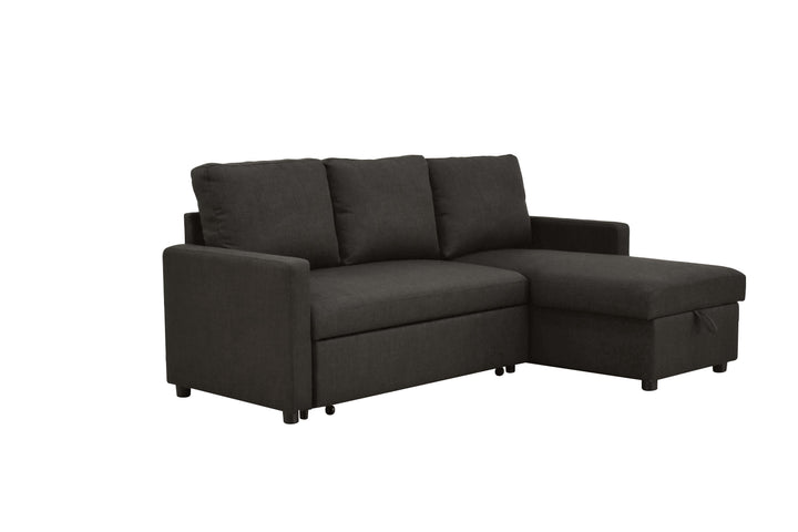 ACME Hiltons Sectional Sofa w/Sleeper & Storage, Charcoal Linen (1Set/2Ctn)