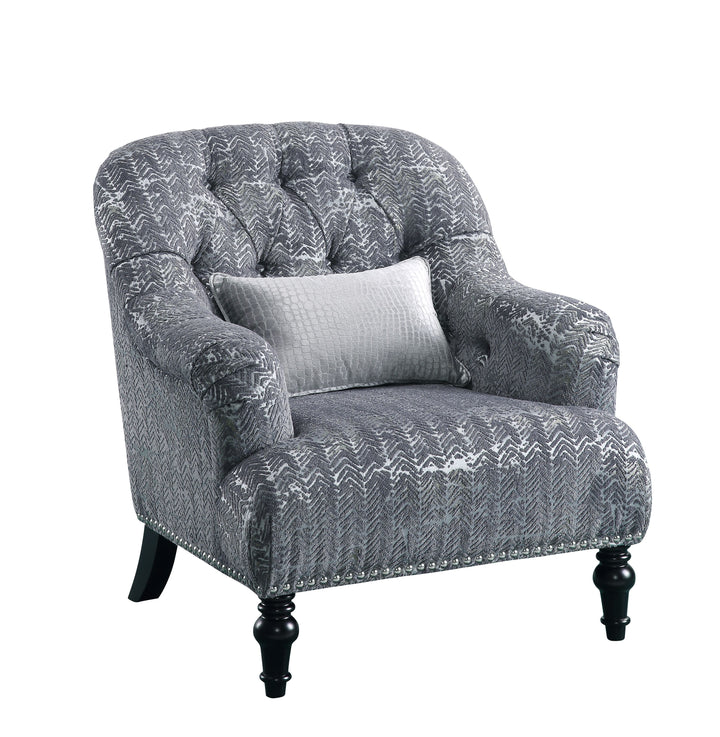 ACME Gaura Chair w/1 Pillow, Pattern Gray Velvet