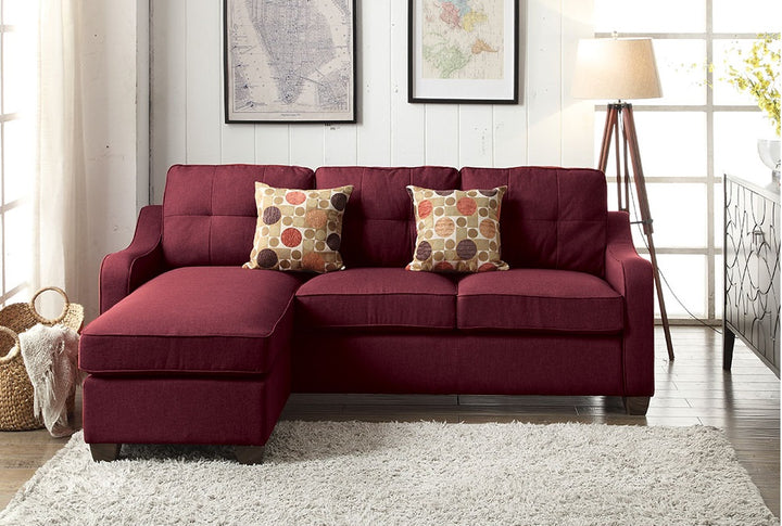 ACME Cleavon II Sectional Sofa & 2 Pillows, Red Linen