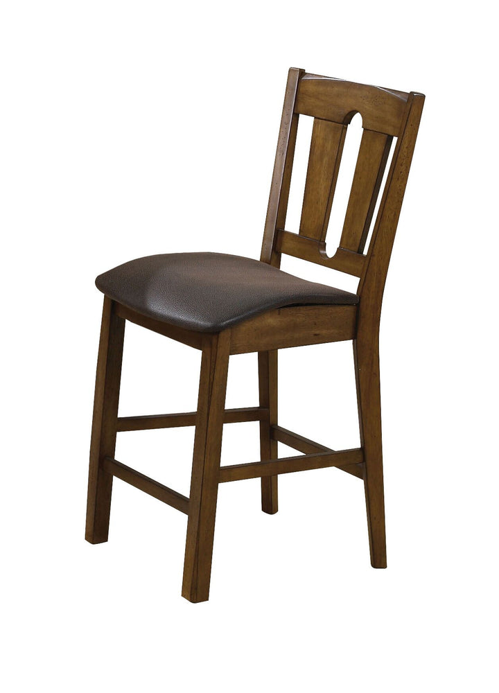 ACME Morrison Counter Height Chair (Set-2), Brown PU & Oak