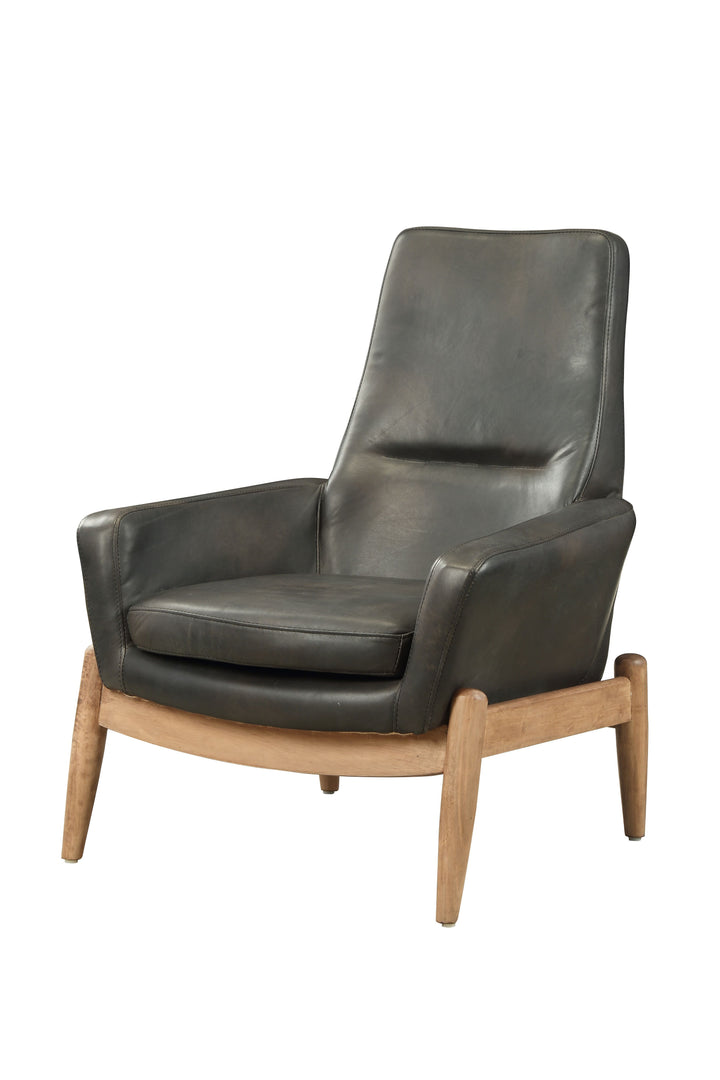 ACME Dolphin Accent Chair, Black Top Grain Leather