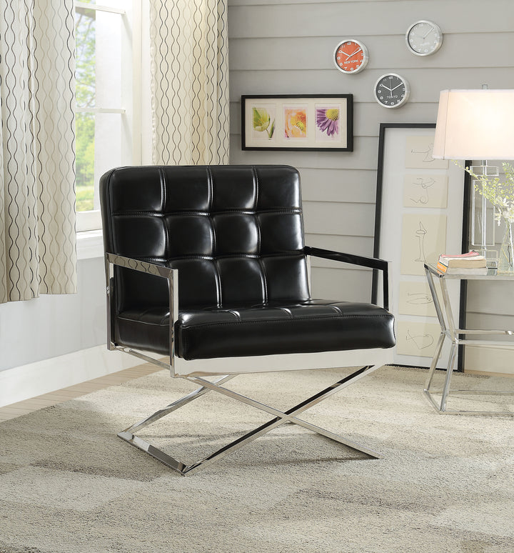 ACME Rafael Accent Chair, Black PU & Stainless Steel