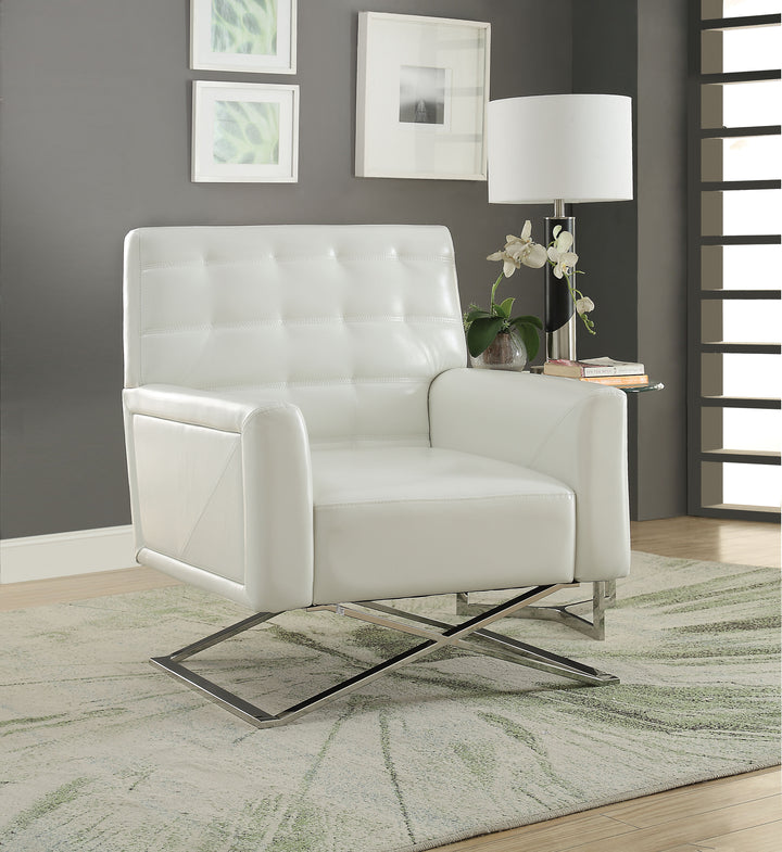 ACME Rafael Accent Chair, White PU & Stainless Steel