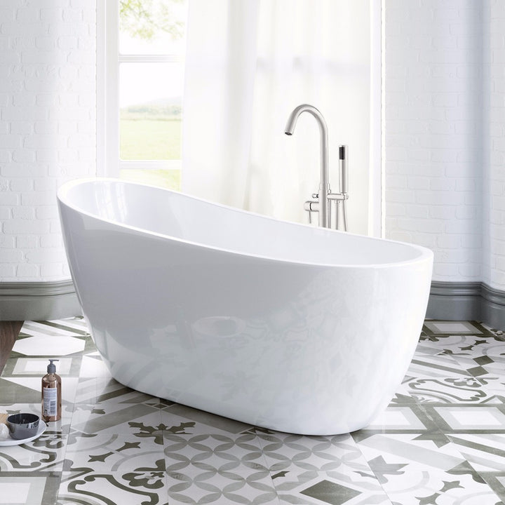 Woodbridge B-0006 Modern Bathroom Glossy White Acrylic Slipper Freestanding Bathtub