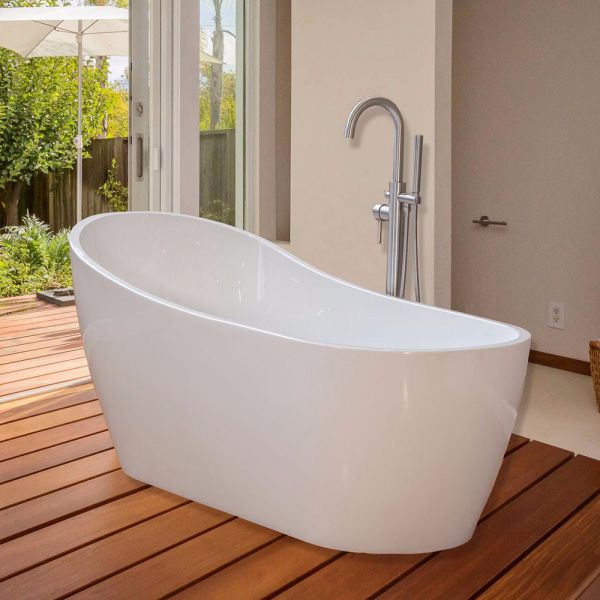 Woodbridge 67'' Modern Bathroom Glossy White Acrylic Freestanding Bathtub