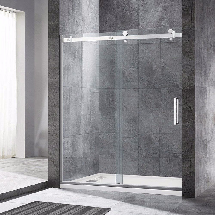 Woodbridge Deluxe Frameless Sliding Shower Door, Clear Tempered Glass, MSDF6076-B