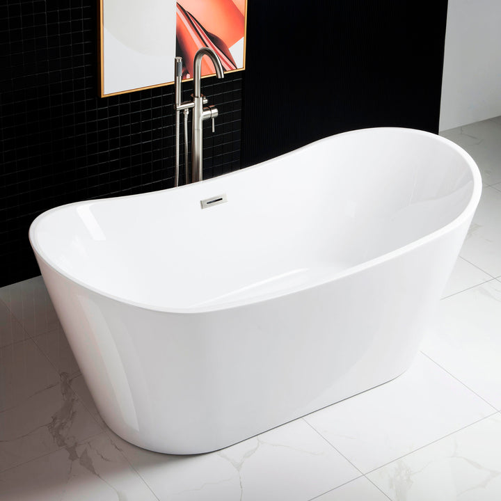 Woodbridge B-0010 Modern Bathroom Glossy White Acrylic Slipper Freestanding Bathtub
