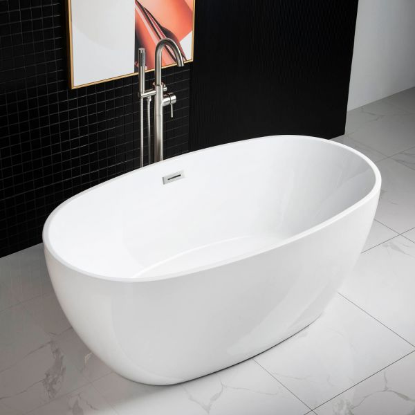 WOODBRIDGE B-0018 59" Modern Oval Acrylic Freestanding Bathtub