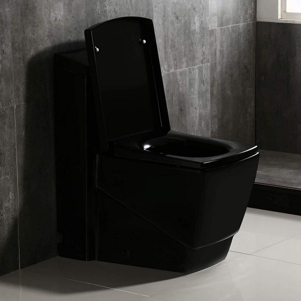 Woodbridge B0921 Dual Flush Elongated One Piece Toilet, Square Design,Black Color