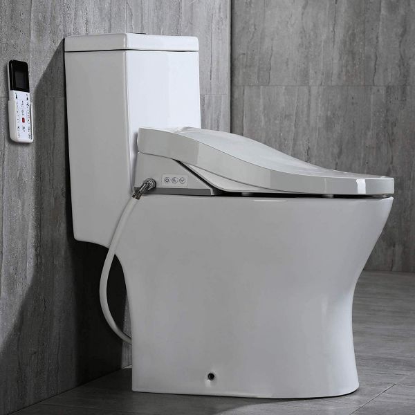 Woodbridge Luxury, Elongated One Piece Toilet with Advanced Bidet Seat, T-0022, White