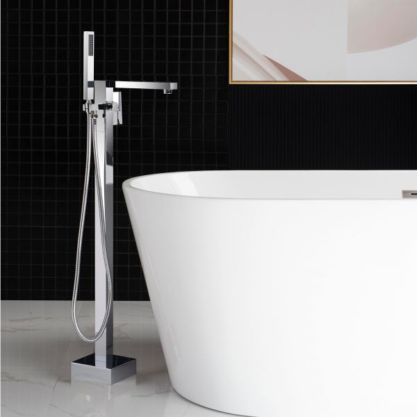 WOODBRIDGE Freestanding Tub Faucet Square Design, Chrome Finish F-0004