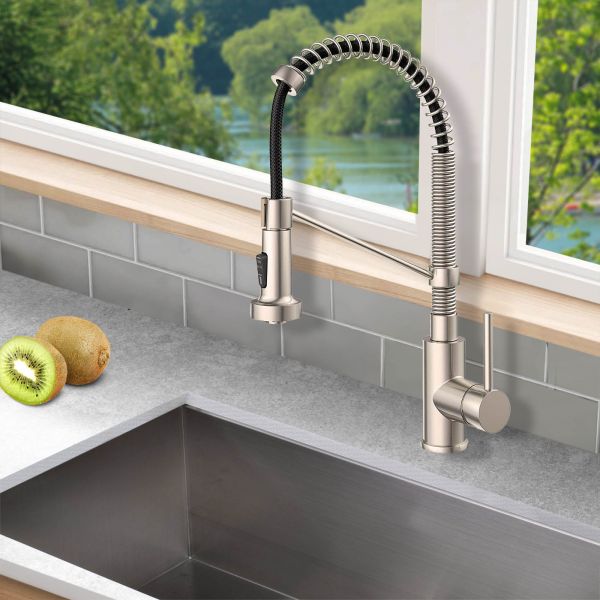 Woodbridge Stainless Steel, Water-Efficient & Drip-Free Performance Kitchen Sink Faucets WK010203 BN