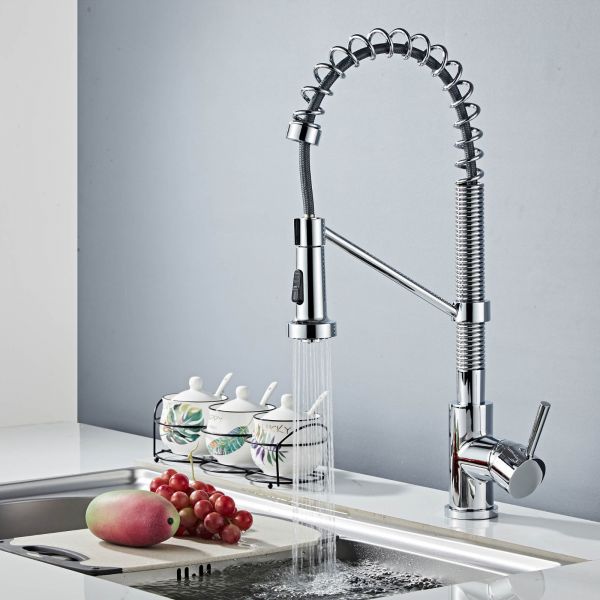 Woodbridge Stainless Steel, Water-Efficient & Drip-Free Performance Kitchen Sink Faucets with Pullout Sprayer