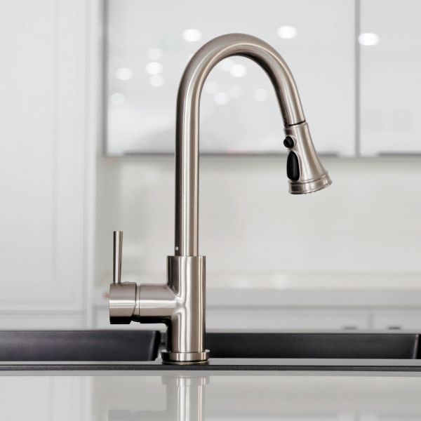 Woodbridge Kitchen Stainless Steel Sink Bar Single Handle Faucets Brushed Nickel Finish,WK090801 BN