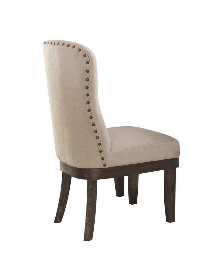 ACME Landon Side Chair (Set-2), Beige Linen & Salvage Brown