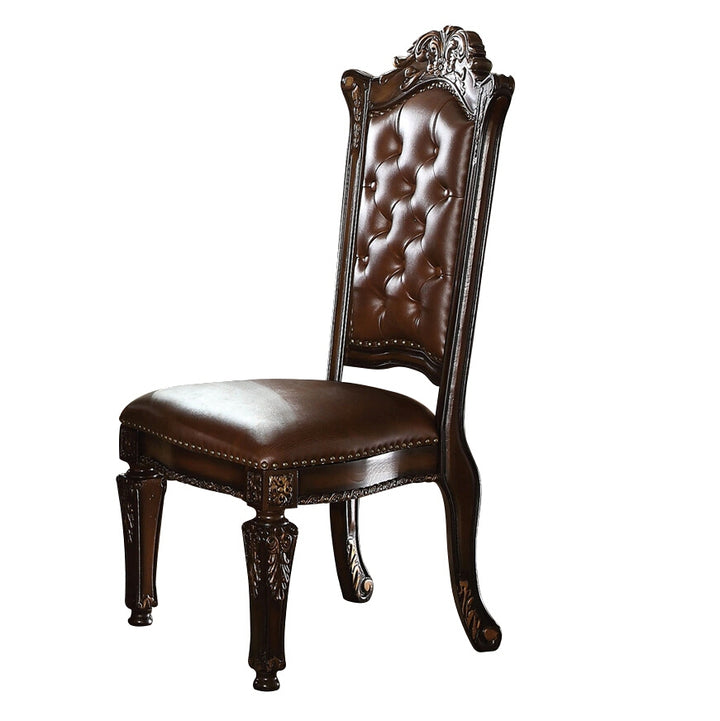 ACME Vendome Side Chair (Set-2), PU & Cherry