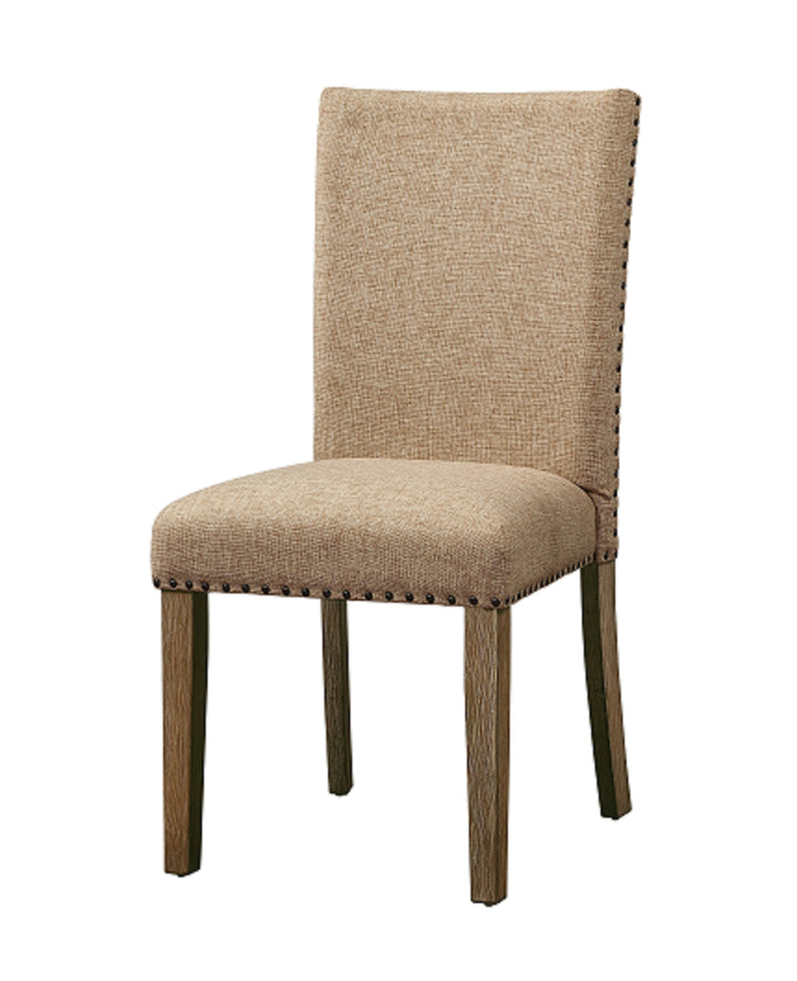 ACME Nathaniel Side Chair, Padded Back (Set-2), Fabric & Maple