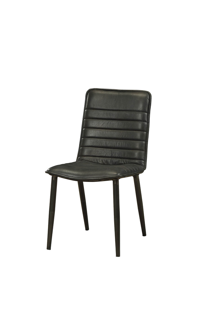 ACME Hosmer Side Chair (Set-2), Black Top Grain Leather & Antique Black