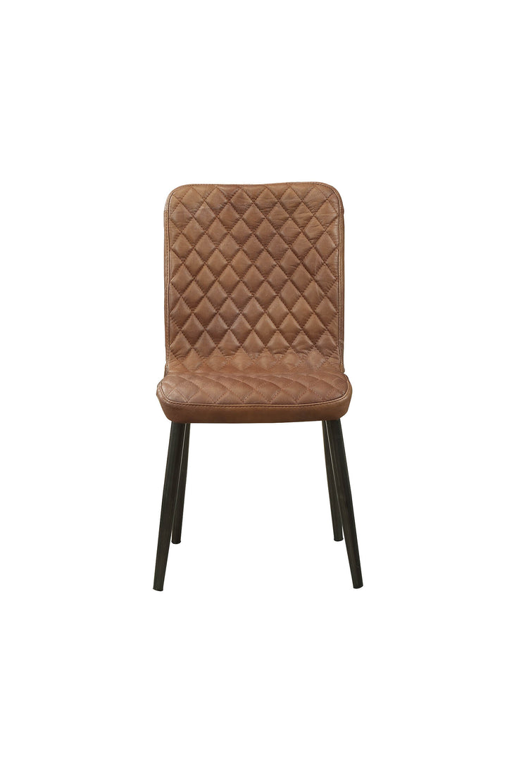 ACME Millertton Side Chair (Set-2), Vintage Chocolate Top Grain Leather & Antique Black