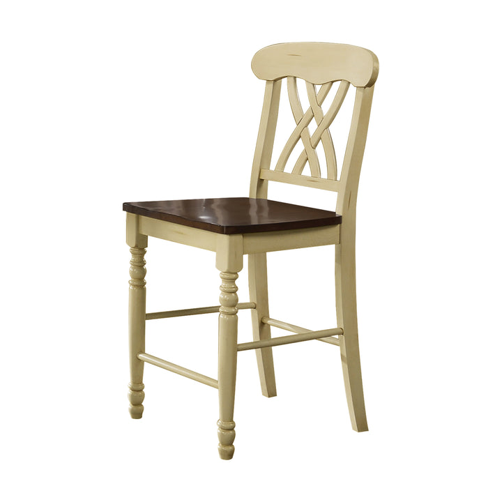 ACME Dylan Counter Height Chair (Set-2), Buttermilk & Oak