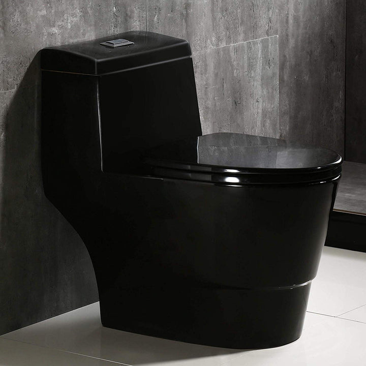 WOODBRIDGE T-0015/B0941 Dual Flush Elongated One Piece Toilet with Soft Closing Seat