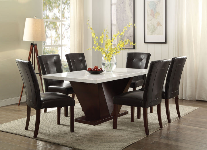 ACME Forbes Dining Table, White Marble & Walnut (1Set/2Ctn)