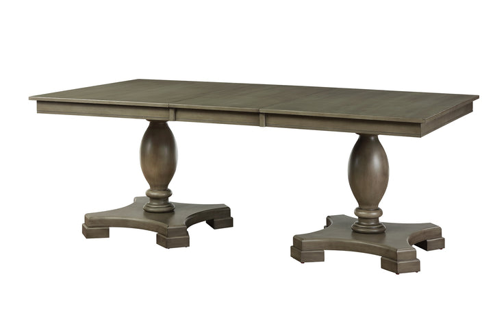 ACME Waylon Dining Table w/Double Pedestal, Gray Oak