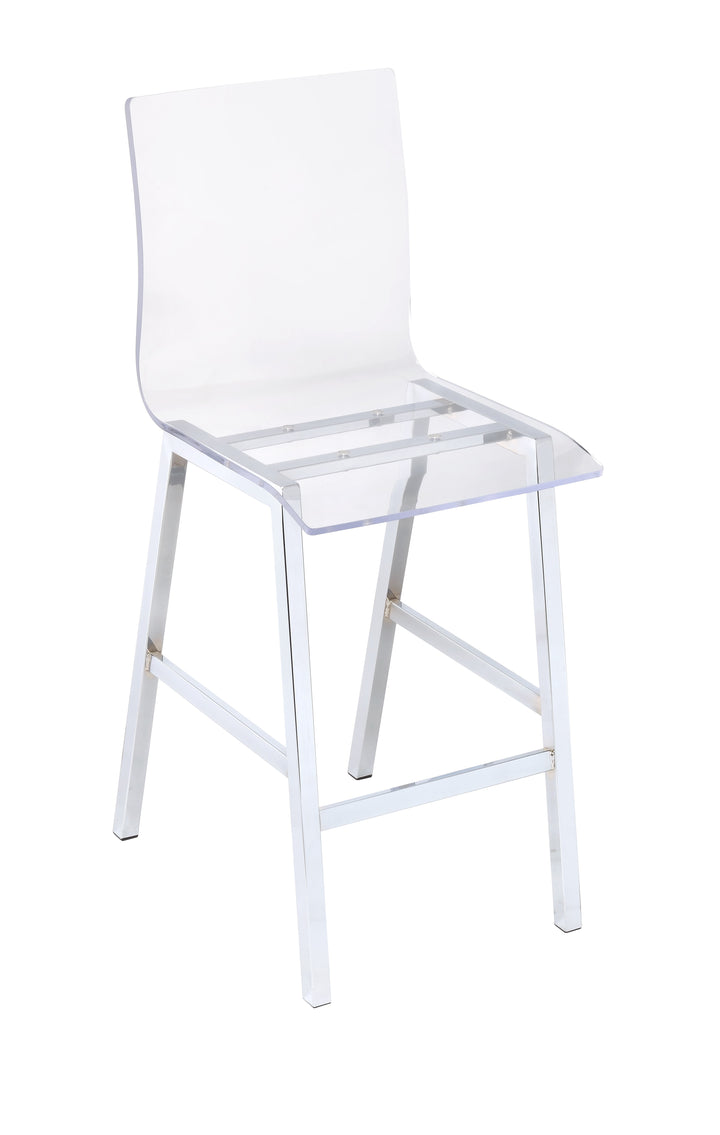 ACME Nadie Counter Height Chair (Set-2), Clear Acrylic & Chrome