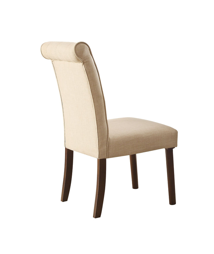 ACME Gasha Side Chair (Set-2), Beige Linen & Walnut