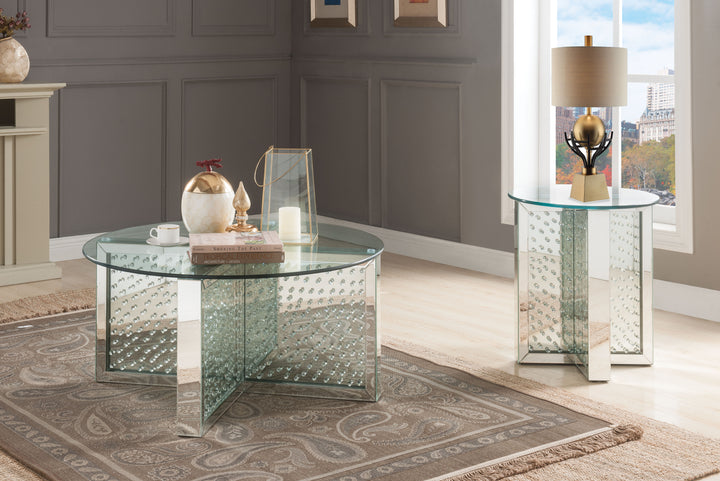 ACME Nysa Coffee Table, Mirrored & Faux Crystals