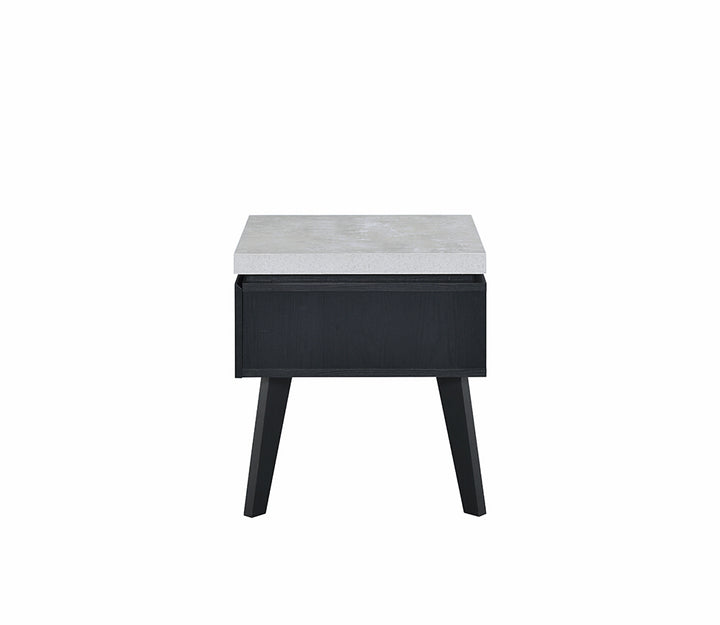 ACME Magna End Table, Faux Concrete & Black
